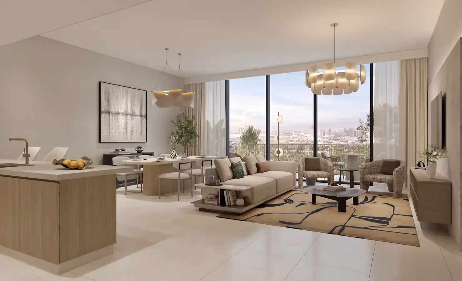 3 Bedroom expansive living area with open-plan design